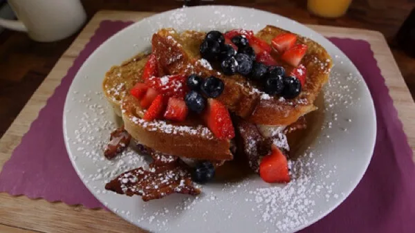 French toast with fresh berries at The Corner Cafe